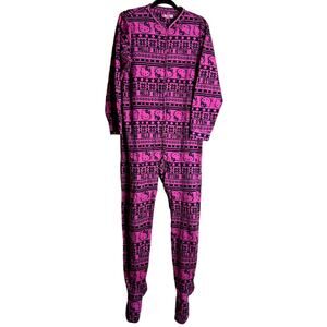Hello Kitty Onesie Pajamas PJS Sleepwear Women Large Pink Comfy Cozy Loungewear